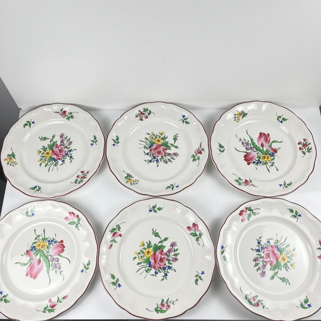 Flat plates from the renowned KG Luneville pottery – Réverbère pattern, an iconic piece of French tableware. Origin: KG...