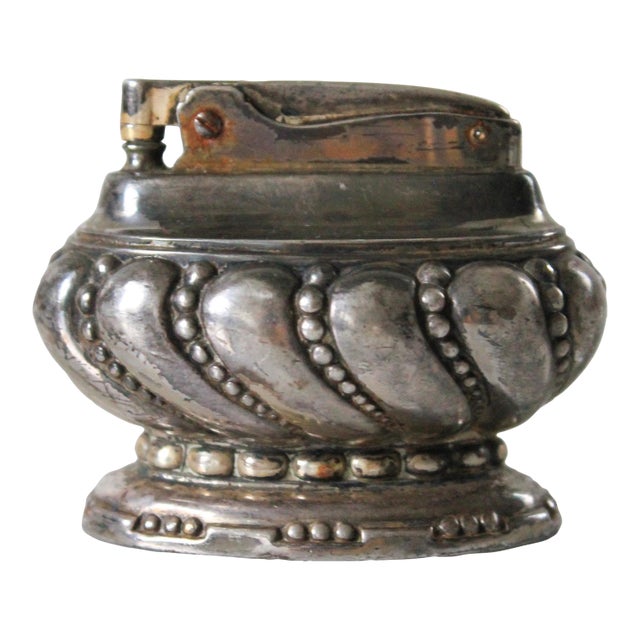 Vintage American Silver Plate Art Deco Table Lighter by Ronson Crown For Sale