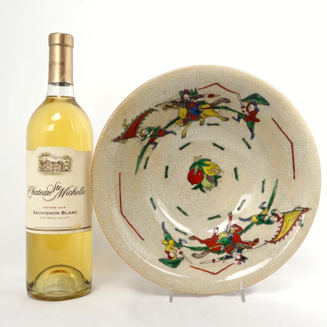 Chinese Large Chinese Crackle Glaze Bowl Warrior Design Early 20th C For Sale - Image 3 of 10