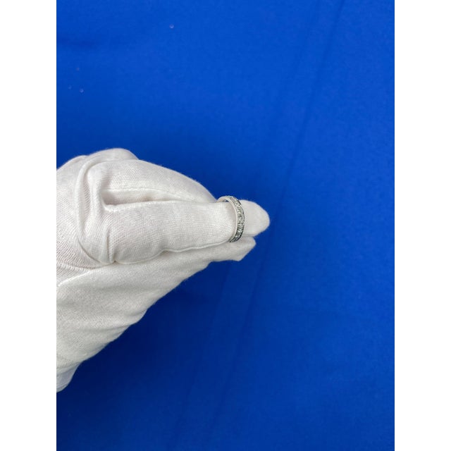 Silver 1 CTS Diamond Pave Eternity Engagement Wedding Anniversary Band White Gold Ring, Size 7 For Sale - Image 8 of 11