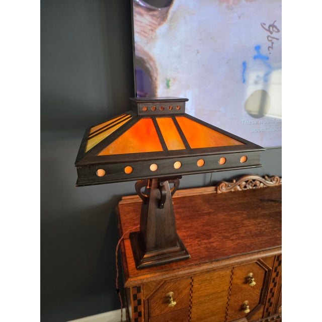 Totally original Peterson Art Furniture Company lamp manufactured in Faribault, MN around 1910. It is unsigned as all of...