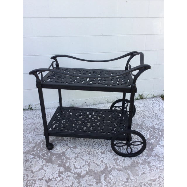 Hollywood Regency 1990s Vintage Palm Beach Regency Bar Cart For Sale - Image 3 of 11