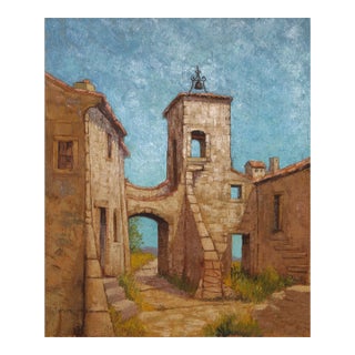 Villa With Bell, Jacques Cordier Oil on Canvas, Signed L.l. For Sale