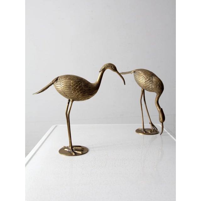 Mid-Century Modern Mid Century Brass Heron Figurines Pair For Sale - Image 3 of 12