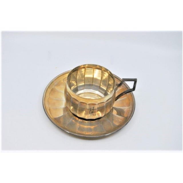 Silver Cup and Saucer with Engraving, Set of 2 For Sale - Image 4 of 8