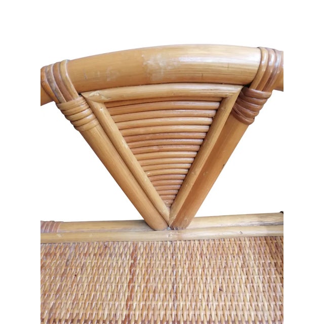 1970s Vintage Three-Tier Bamboo and Wicker Nightstand, 1970s For Sale - Image 5 of 7