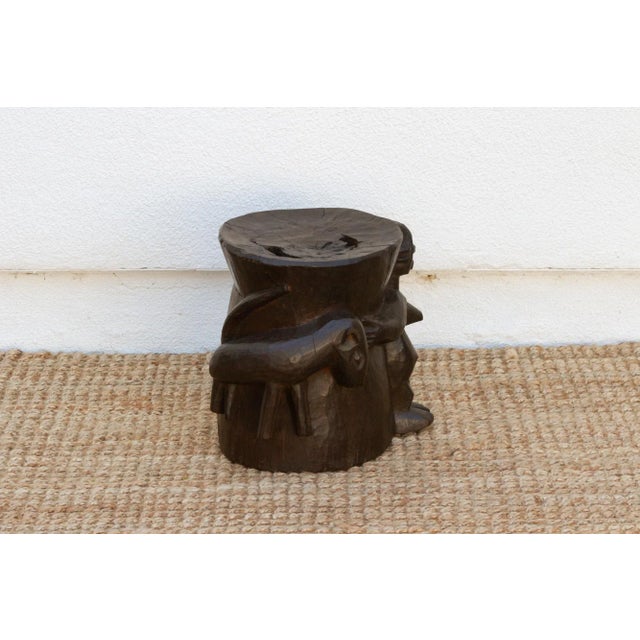 Ebonized Brown Pedestal Shango Stool For Sale In Los Angeles - Image 6 of 9