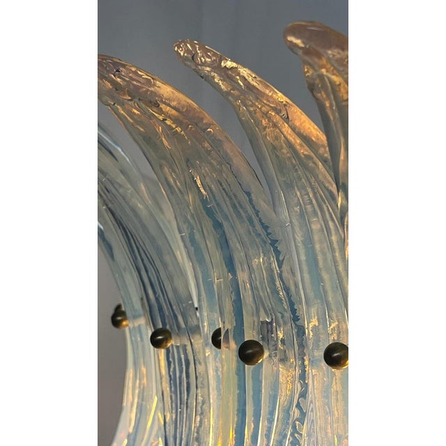 Italian Murano Glass Palmette Leaves Chandelier, 1980s For Sale - Image 16 of 18