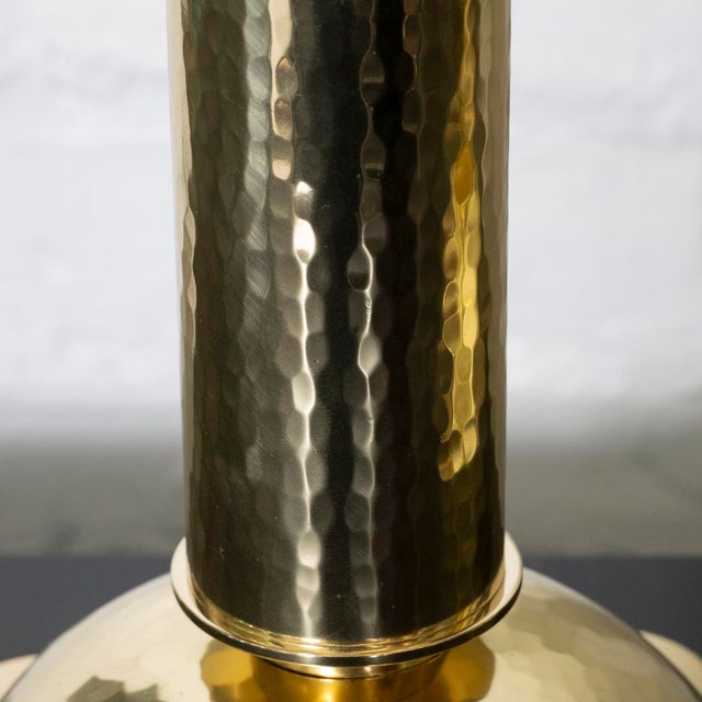 Pair of Hammered Brass "Tochiere" Style Table Lamps For Sale - Image 9 of 12