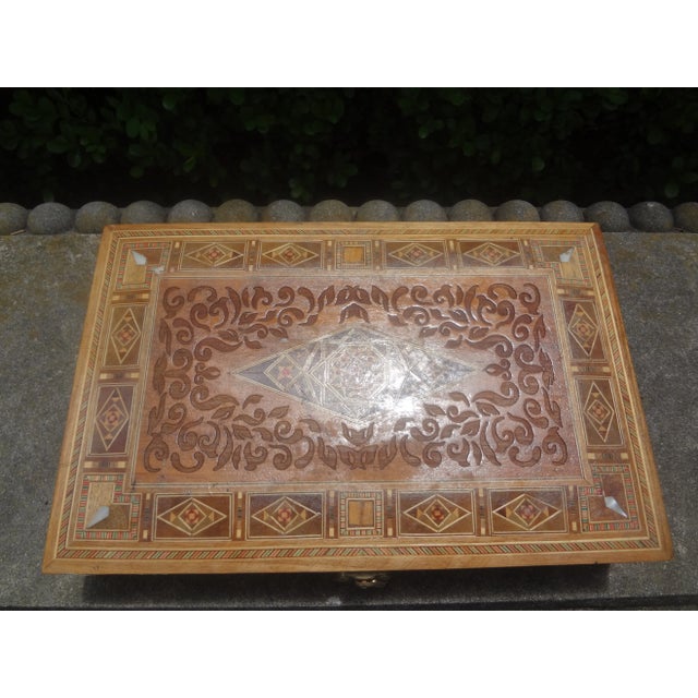 Mid 20th Century Vintage Rectangular Moroccan Inlaid Decorative Box For Sale - Image 4 of 12
