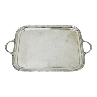 Antique Waring & Gillow English Edwardian LRG Silver Plated Serving Platter Tray For Sale