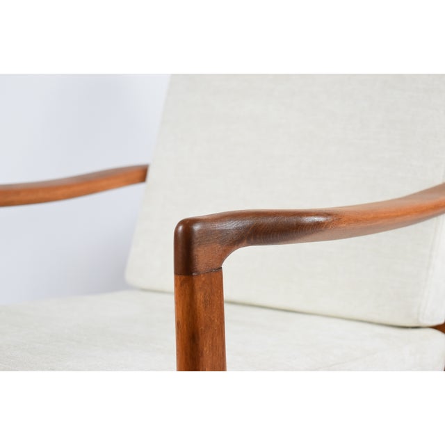 Scandinavian Beige Armchair in Teak Wood, 1960s For Sale - Image 17 of 18