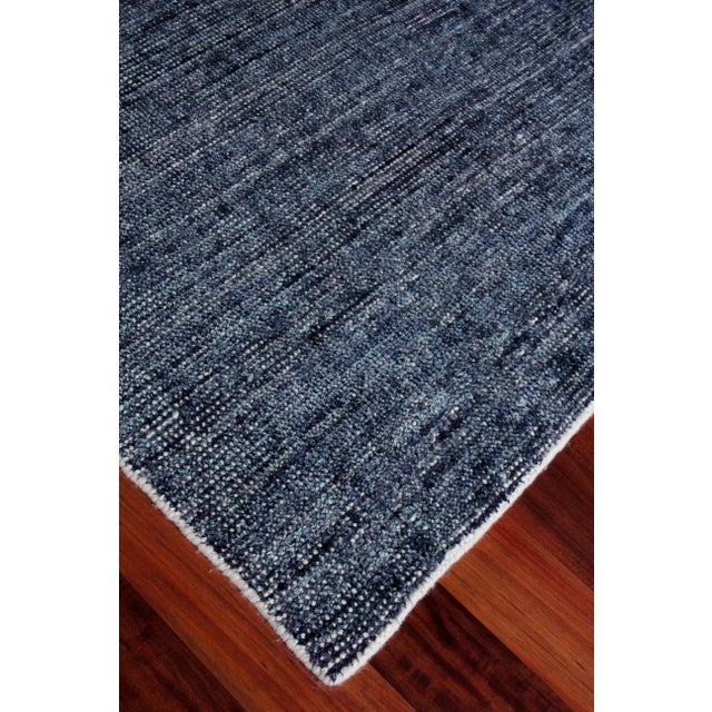 Wood Exquisite Rugs Lincoln Hand loom Bamboo/Silk Blue Rug-8'x10' For Sale - Image 7 of 8