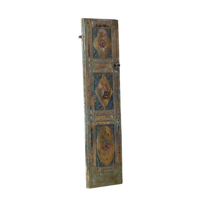 Antique Indian Carved and Painted Teakwood Door, C. 1900 For Sale - Image 4 of 9