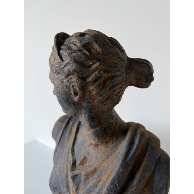 Antique Cast Iron Roman Goddess Diana Diana Bust Sculpture For Sale - Image 4 of 11