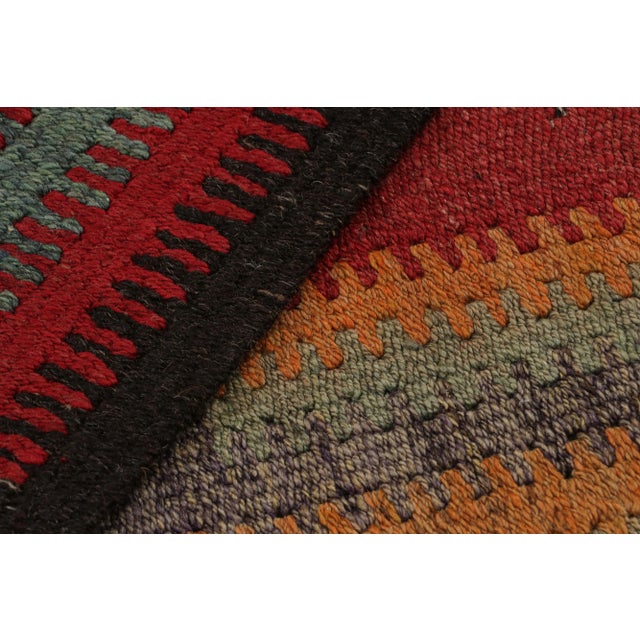 Textile 1950s Vintage Kurdish Kilim Rug in Red and Blue, Multicolor Geometric Patterns For Sale - Image 7 of 7