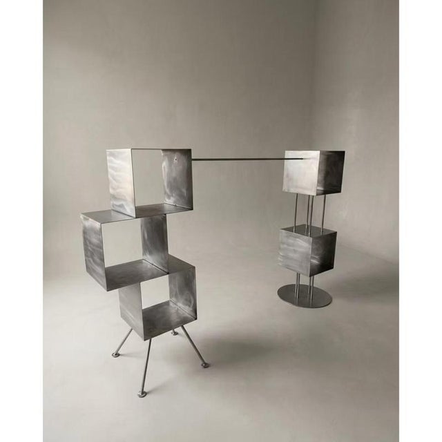 Contemporary Rubik Complete Shelves in Stainless Steel by Metalmorphosis Studio, Set of 2 For Sale - Image 3 of 10