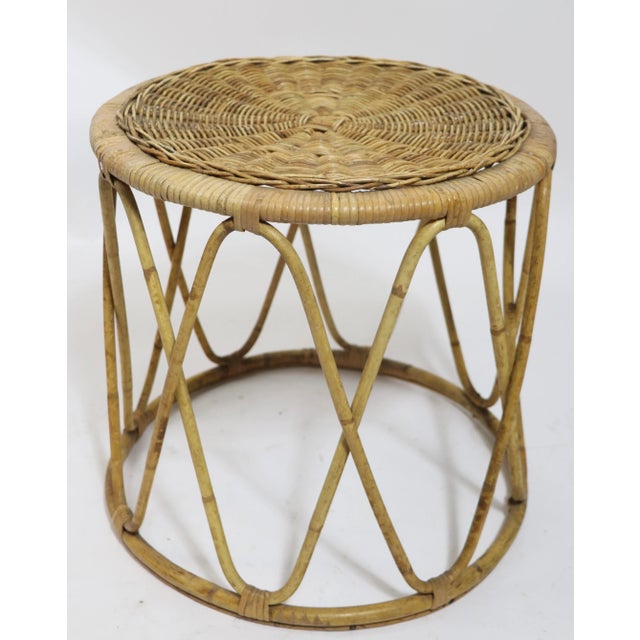 Bamboo and Wicker Drum Table Chairish
