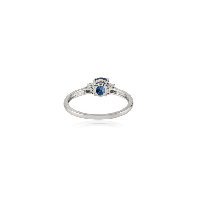 Metal 14k White Gold 1.85Ct Natural Oval Blue Sapphire & Diamond Engagement Ring Size 7 For Sale - Image 7 of 12
