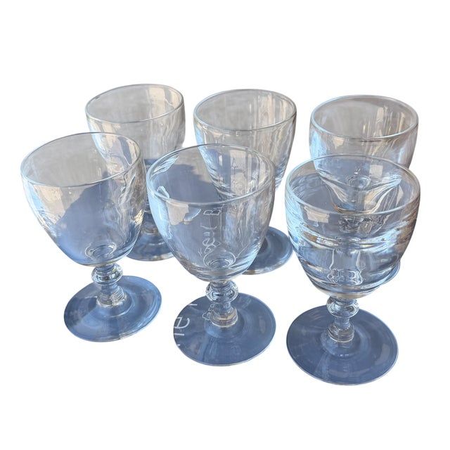 Set of 6 Frederick Carder for Steuben Crystal Port Wine Stems c.1930's.