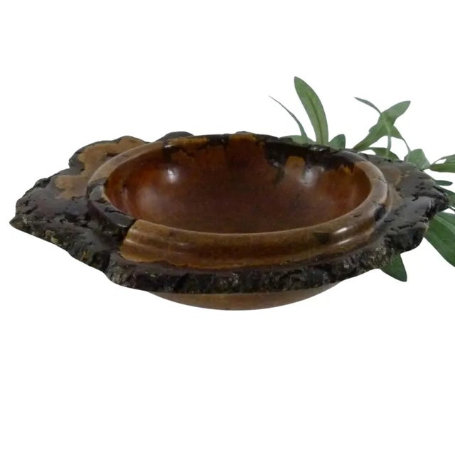 Wood Hoyt G. Brown Signed 9" Cherry Burl Bowl | Appalachian Folk Art | Live Edge Wood Bowl For Sale - Image 7 of 11
