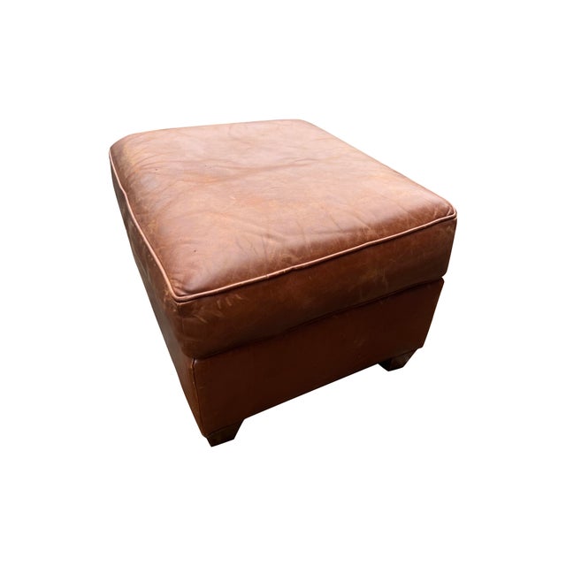 Restoration Hardware Mitchell Gold for Restoration Hardware Leather Chair and Ottoman For Sale - Image 4 of 11