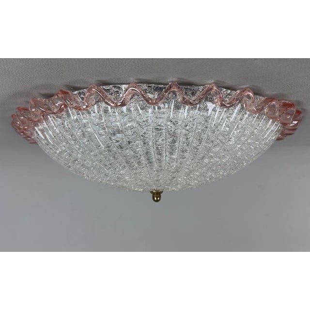Modern Murano Glass Ceiling Lamp with Pink Edge, 1970s For Sale - Image 3 of 12