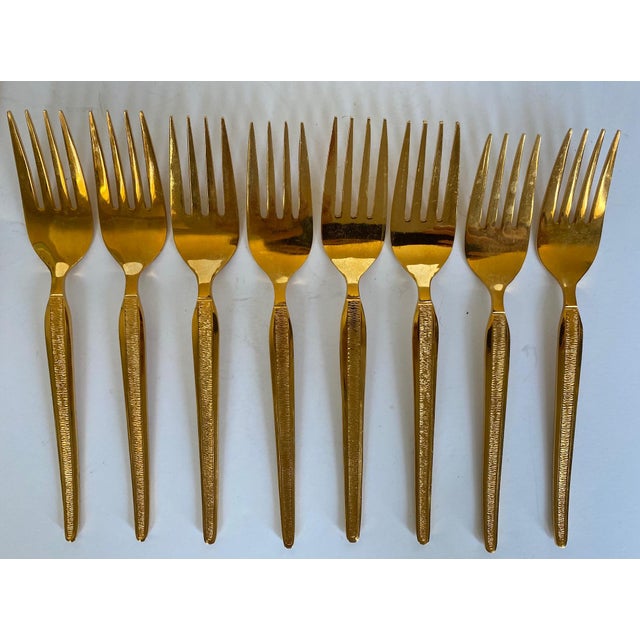 1960s Royalton Antigua Gold Electroplate Stainless Flatware, 36 Pieces