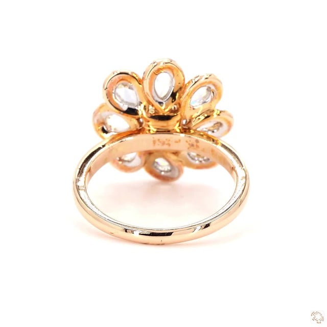 0.71 Carat Rose Cut White Diamond Brown Diamond Gold Ring, Size 6.5 For Sale In New York - Image 6 of 9