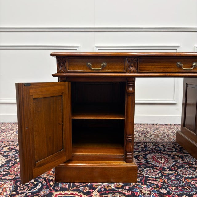 Classic English Desk Brown Leather For Sale - Image 13 of 18