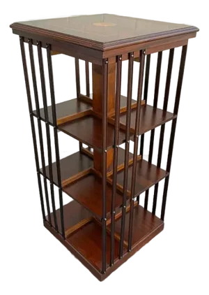 Antique Edwardian Style Revolving Bookcase in Wood With Inlaid Details