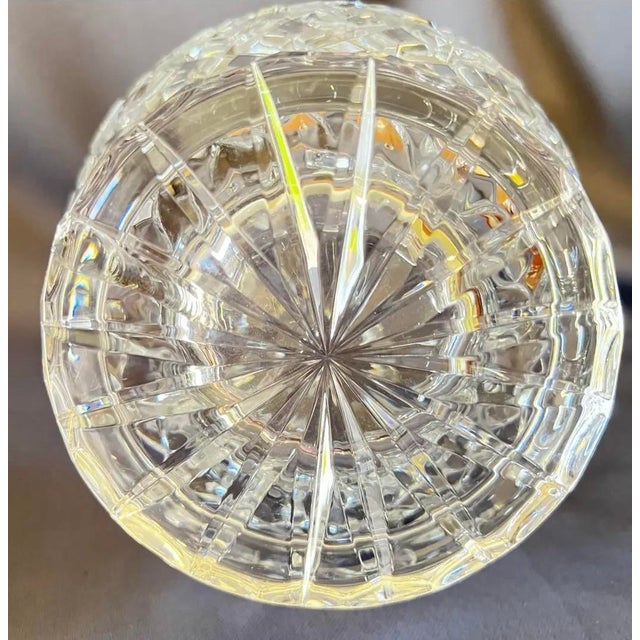 Vintage Cut Crystal Vase Vessel Pitcher, Hobstar & Starburst Pattern For Sale - Image 9 of 10