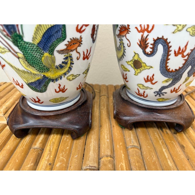 Vintage 1970s Colorful Dragon Lamps, a Pair For Sale In Orlando - Image 6 of 9