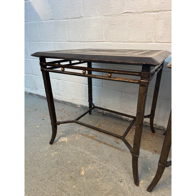 Vintage Maitland-Smith Metal Geometric End Tables, Pair For Sale - Image 11 of 17