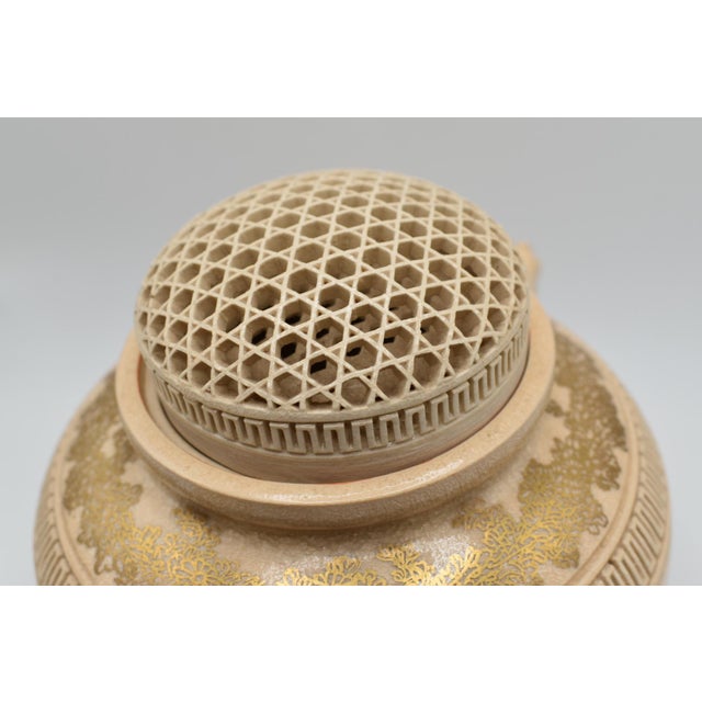 Japanese Satsuma Tripod Flower Censer Meiji Period For Sale - Image 10 of 14