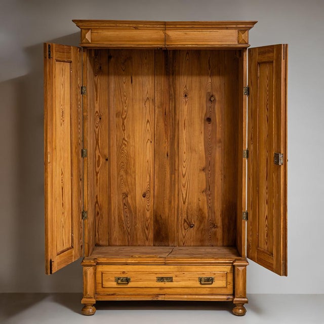 Gründerzeit Softwood Wardrobe, Late 19th Century For Sale - Image 3 of 7