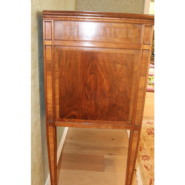 Antique Serpentine Walnut & Satinwood Sideboard Console, C. 1919 For Sale - Image 10 of 11