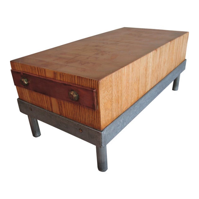 Custom Made Heavy Duty Tabletop Butcher Block Cutting Board Dated 1941 For Sale