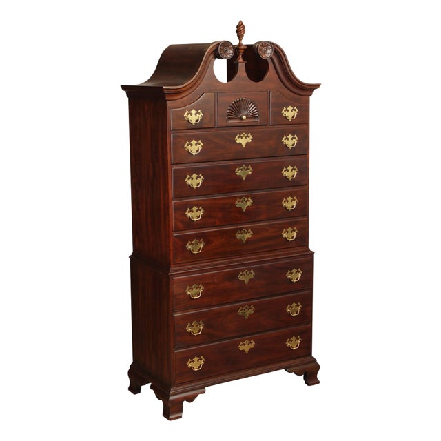 Statton Chippendale Style Cherry Chest on Chest For Sale