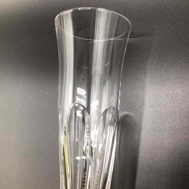 Pair of Very Tall Bohemia Crystal Art Glass Champagne Flutes With Original Box For Sale - Image 11 of 13
