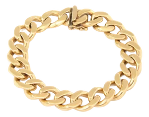 Cuban Link 14k Yellow Gold Chain Bracelet 8.5" Long