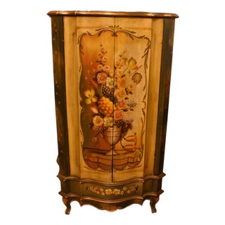 Venetian Style Folk Art Hand Painted Cabinet For Sale