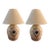 Vintage Mid Century Modern Pair of 1970s Postmodern Ceramic Table Lamps Shades Boho Hand Thrown Studio Pottery For Sale