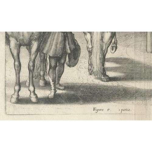 Gold Crispin de Passe the Younger, Royal Equestrian Illustration of Le Maneige Royal, France, 1666, Engraving For Sale - Image 8 of 10