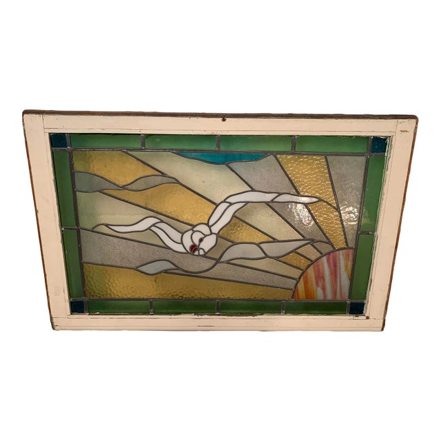 Mid 20th Century Seagull Stained Glass Window For Sale