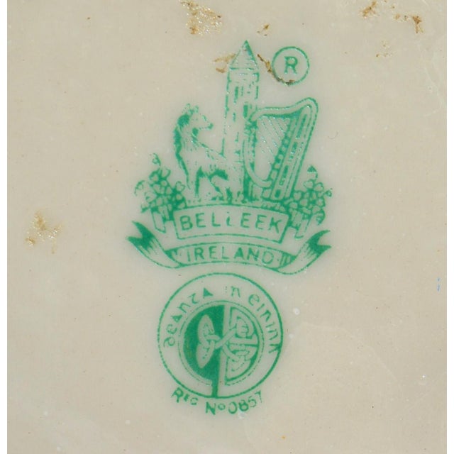 Set of 2 Early 20th Century Belleek Pottery Tan Embossed Fine Bone China Porcelain For Sale - Image 11 of 14