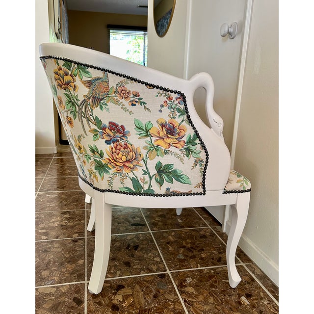 1960s Vintage French Provincial Empire Swan Tub Chairs For Sale - Image 5 of 12