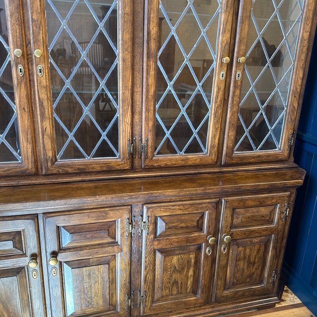 Century Furniture English Tudor Style Oak Wood Cabinet, Vintage For Sale - Image 12 of 12
