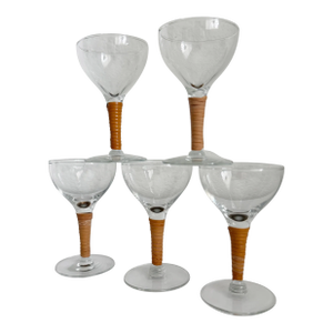 1940s Carl Auböck Rattan Wrapped Aperitif Glasses- Set of 5