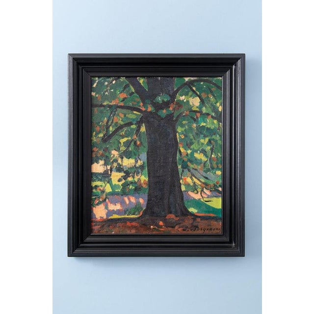 Pierre Borgomano, Tree in Summer, 20th Century, Oil Painting on Canvas For Sale - Image 10 of 10